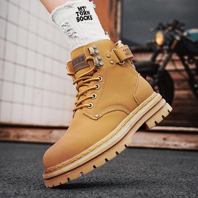 2024 Neue Handgefertigte Sneaker Junge Schuhe Gelb Herren Reise Stiefel Mode Herren Leder Cowboy Stiefel Outdoor Lässig High Top Flats
