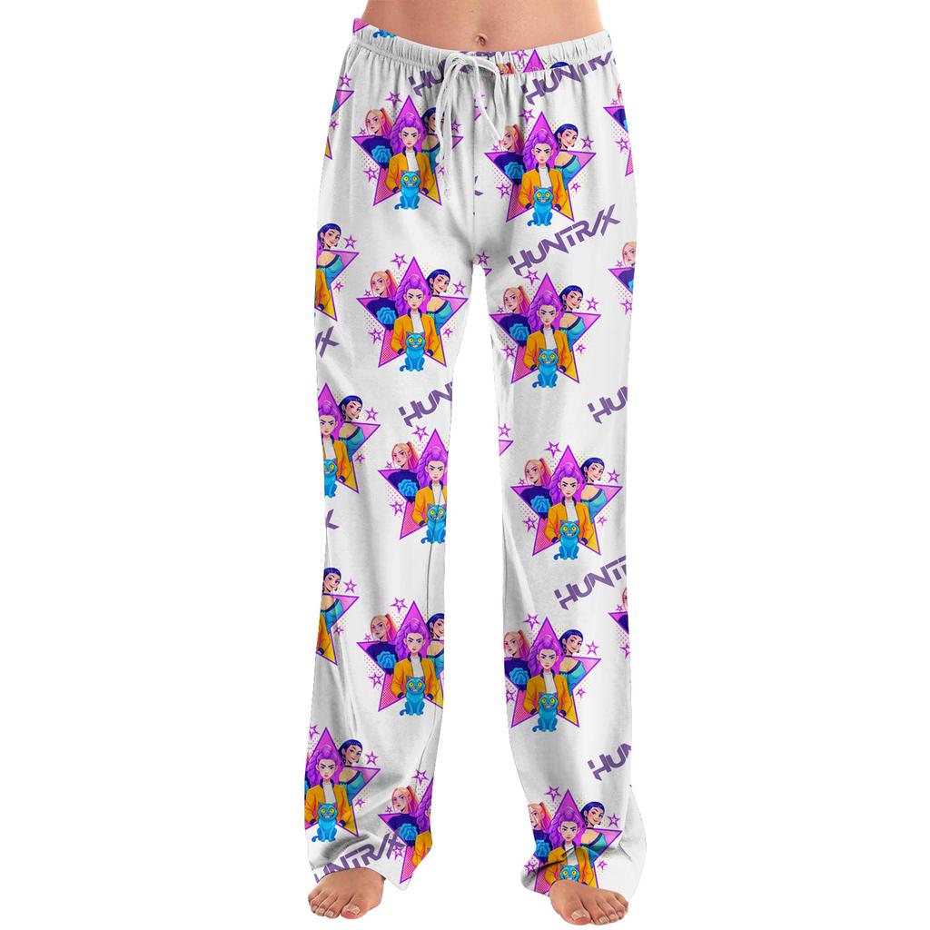 Womens Pajama Pants Sleepwear Casual Drawstring Elastic Waist Pants Comfy Straight Yoga Loose Trousers