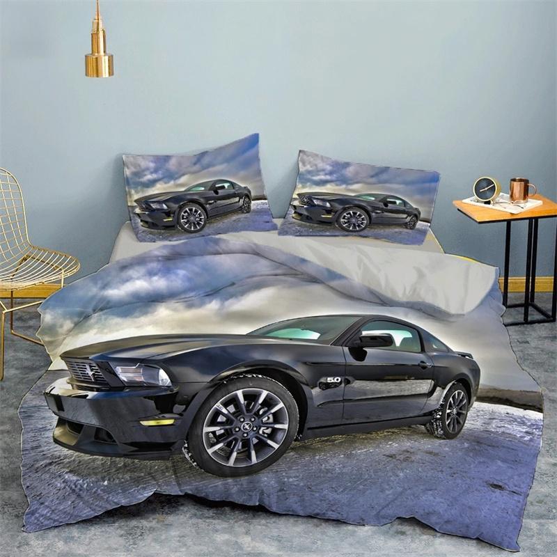 3D Car King Queen Duvet Cover Vintage Lightweight Train Bedding Set for Teens Adult Racing Supercar 2/3pcs Polyester Quilt Cover