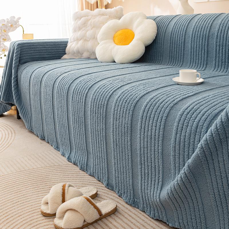 French Cream Style Sofa Cover Cloth New Winter Plush Sofa Cover High-end Non-slip Living Room Cushion