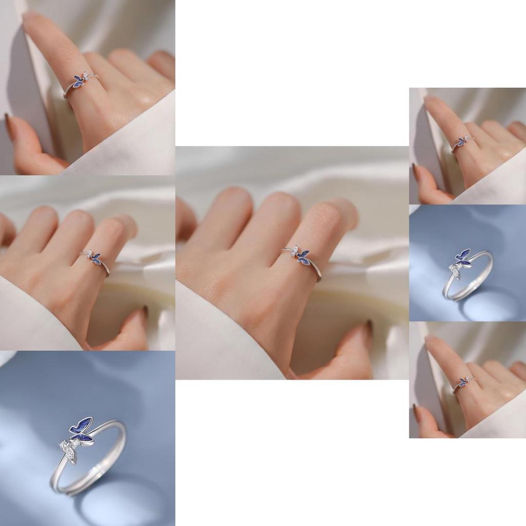 Elegant Korean Butterfly Ring For Women Adjustable Open Ring Chic Minimalist Design