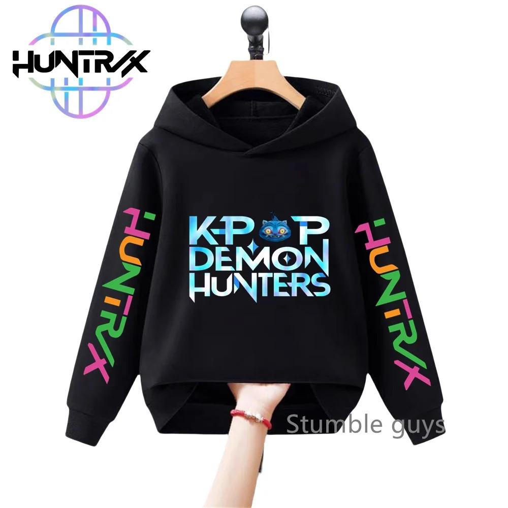Girls and Children K-pop Devil Hunter Sweatshirt for Autumn and Winter Christmas, Warm and Soft Santa Claus Print Comfortable Pullover