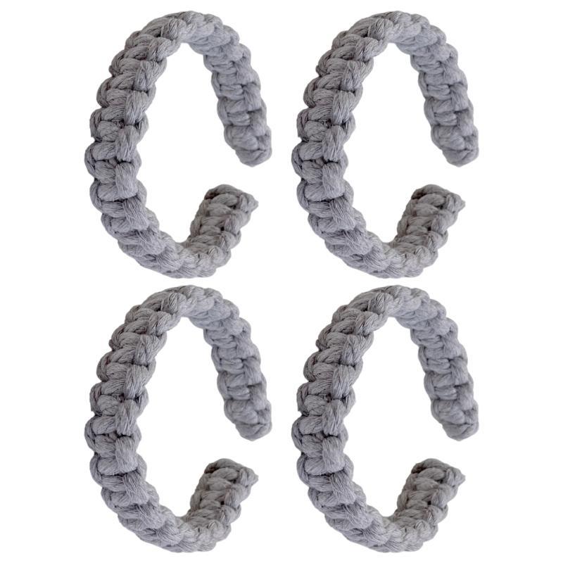 Natural Fiber Curtain Tie Set of 4 Woven Rope Window Drape Tiebacks Decoration