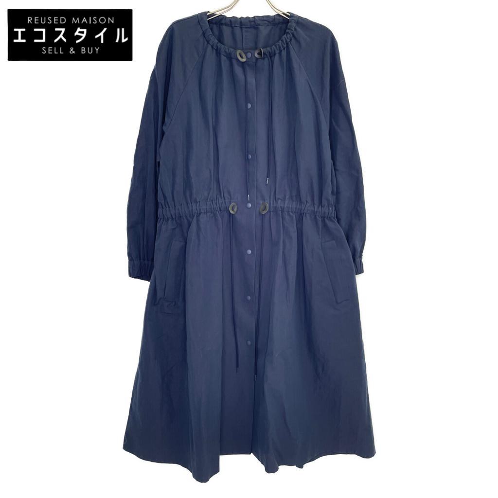 Saqui 20Stainless Steel Navy Gathered Collarless Spring Coat Coat 38 NavyUsed