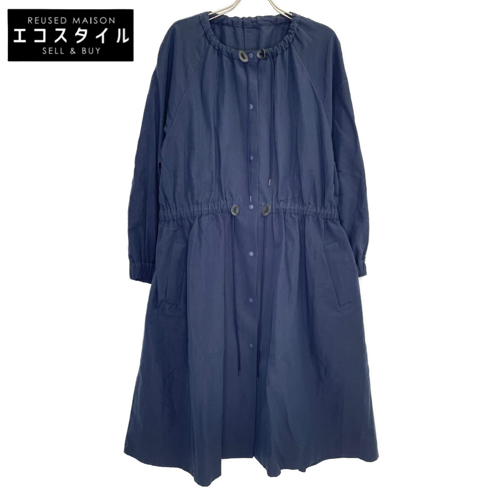 

saqui 20Нержавеющая сталь Темно-синее Пальто-весна без воротника со сборками пальто 38 Темно-синий Б/у