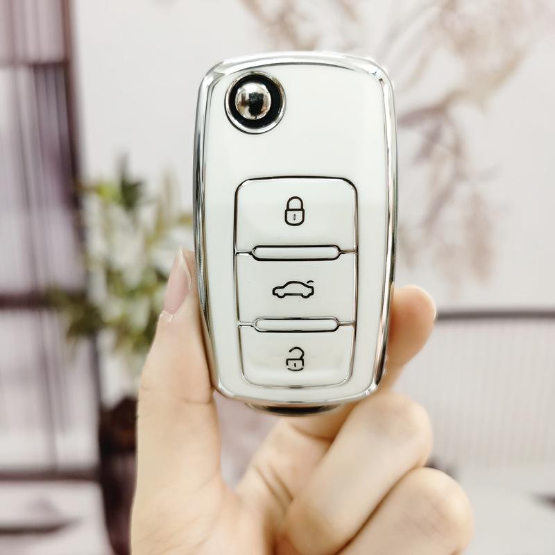 Compatible Key Case for Volkswagen Sagitar, Tiguan L, Lamando, Bora, Polo, Tayron, Langyi, Golf 7 - Protective Shell Buckle