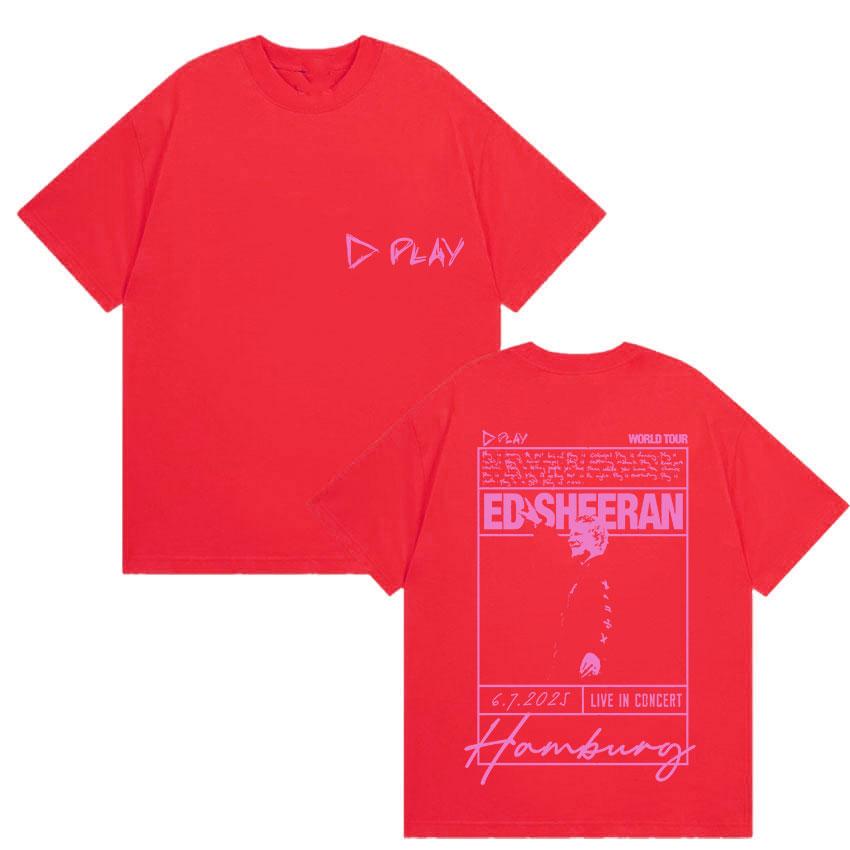 Rapper Ed Sheeran Play World Tour 2025 Fans Gift TShirt Mens Vintage Hip Hop Oversized T Shirt Man 100 Cotton Tees Streetwear