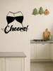 PC Metal Wine Wall Art Cheers Sign, Modern Black Glass Sculpture for Kitchen Bar Home Decor