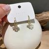 Korean Double Layer Mother-of-Pearl Clover Dangle Earrings - Elegant and Unique Stud Ear Jewelry