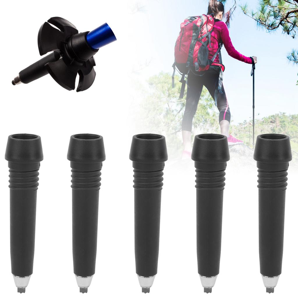 5pcs Alpenstocks Accessory Tungsten Manganese Steel Rod Tip Spare Foot Cover Black