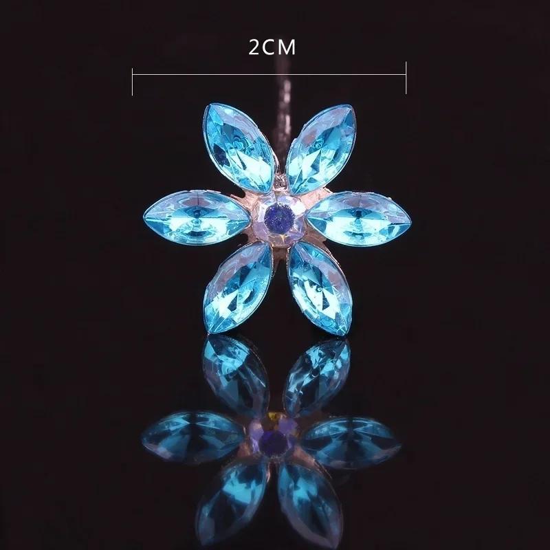 1/3Pcs New Blue Crystal Flower Hair Accessory Wedding Decoration Hair Clip Bridesmaid Hair Accessory Rhinestone Jewelry Headwear