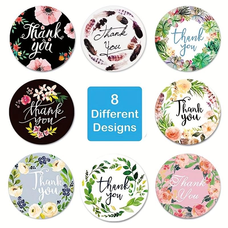 Round Floral Thank You Stickers Scrapbook for Package Seal Labels Sticker Decoration Wedding Sticker