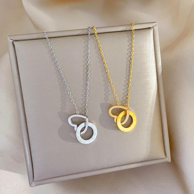 Love Ring Minimalist Furnace Real Gold Necklace Female Collarbone Chain With Jewelry