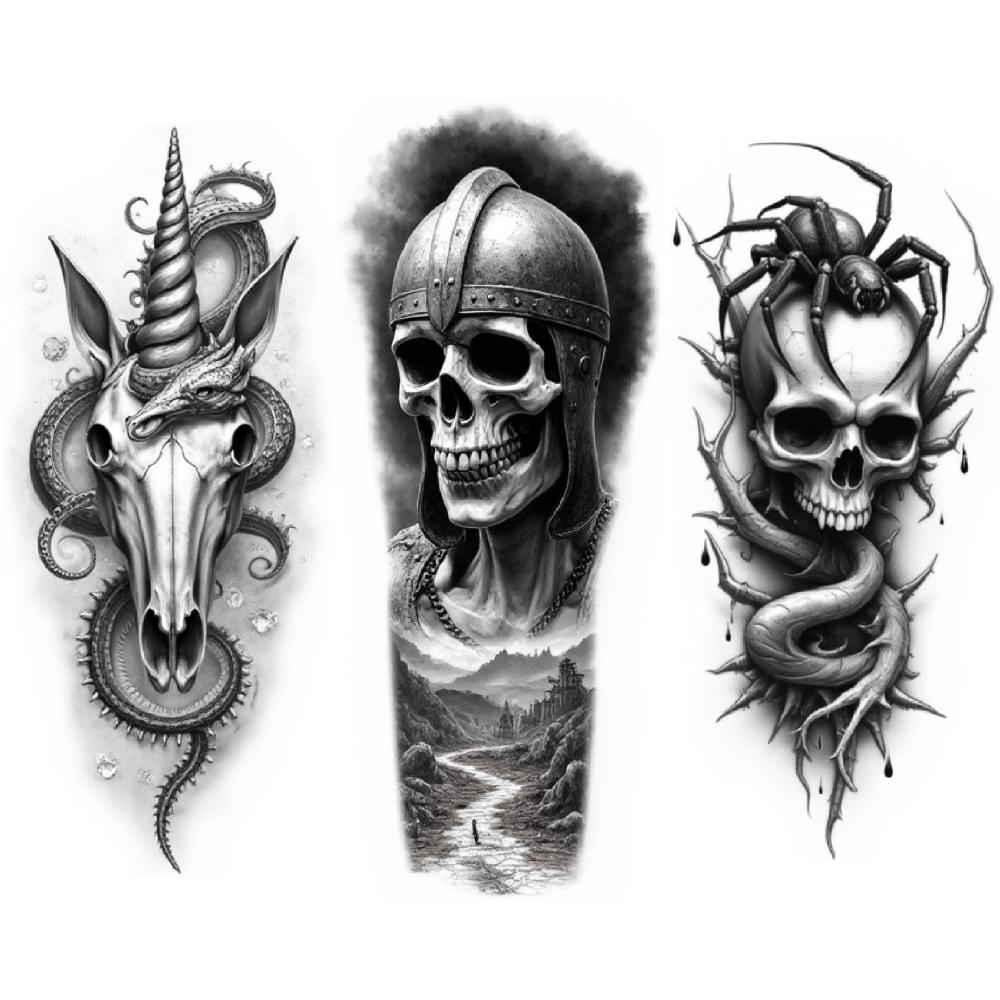 3pcs Temporary Tattoo Realistic Temporary Tattoos Wings Bats Skull For Men Women Arms