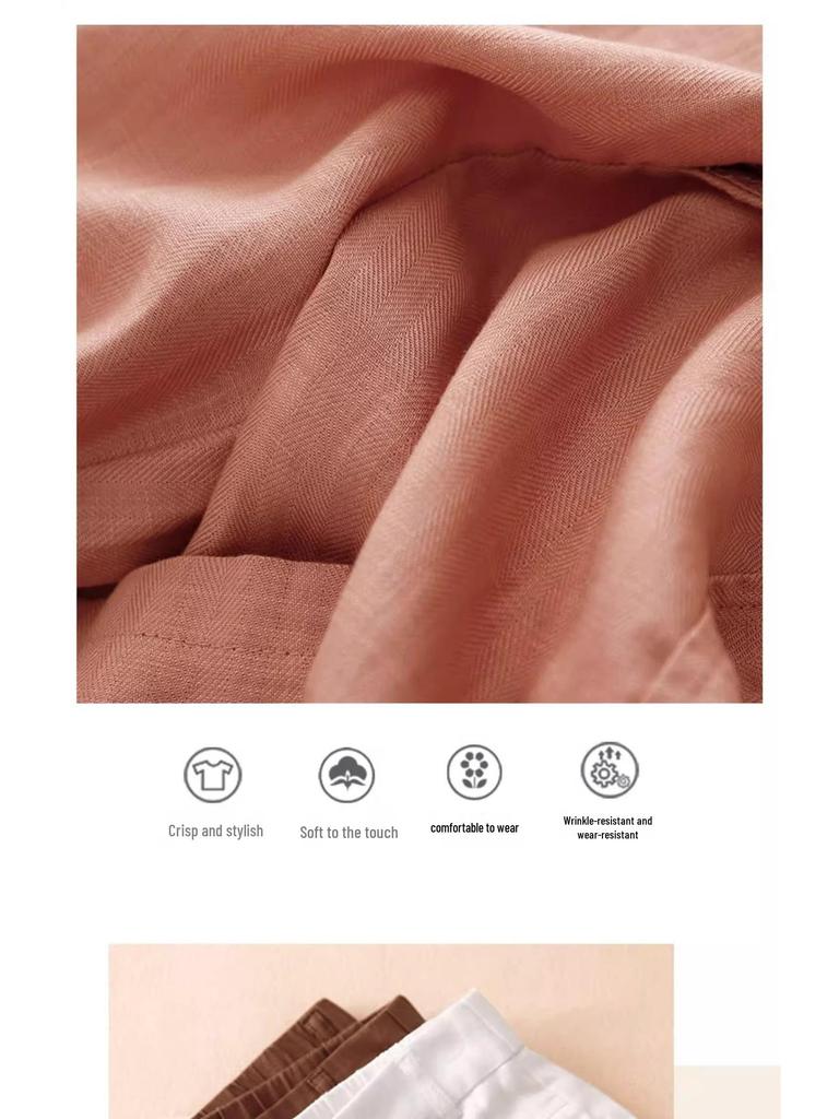 Women's Summer 2025 White Tencel High Waist Harem Pants - Lightweight Nine-Point Cotton Linen Carrot Straight Leg Design