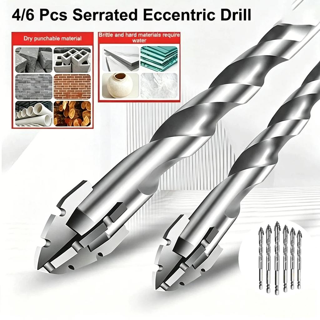 6Pcs Shark Tooth Drill Bits 5-12 Mm Carbide Drill Bits Suitable For Ceramic Tiles Concrete And Steel
