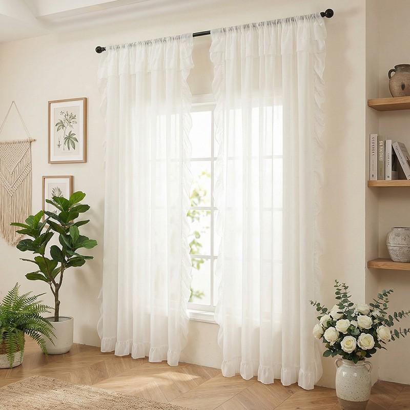 Sheer Curtains Bedroom Living Room Balcony Modern Style Light Filtering Window Drapes