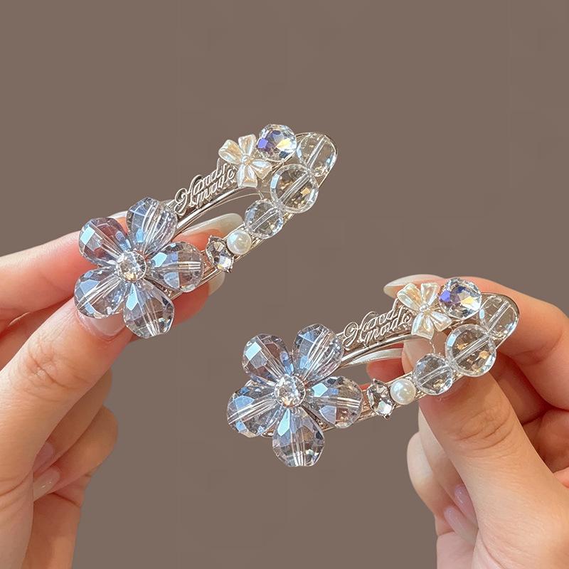 Rhinestone Bow Crystal Flower Hair Clip