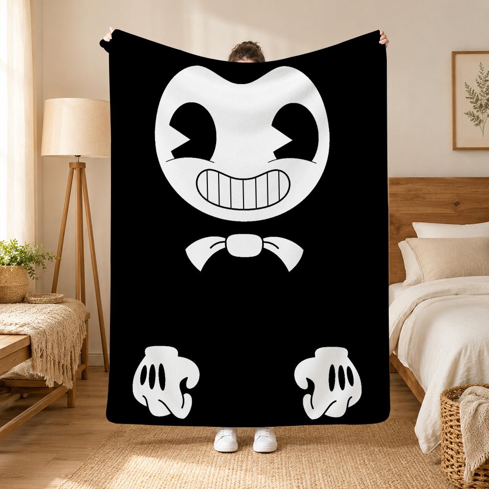 Bendy and the Ink Machine Game Throw 240g Flannel Blanket, Suitable for Sofas, Beds, Offices,  Exquisite Gift Blankets