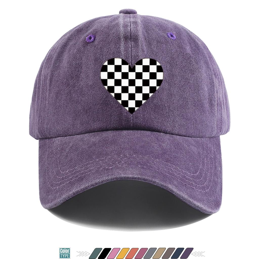 Pc Heart Black And White Checkered Print Baseball Cap Trucker Hat Comfortable And Breathable Fashionable And Aesthetic Cart