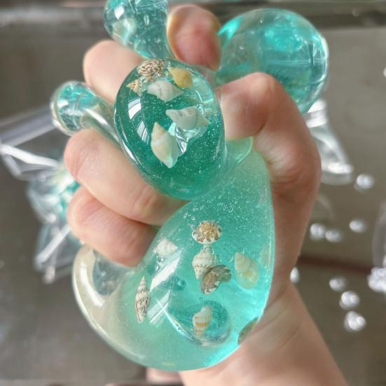 1/2Pcs Ocean Beach Stress Ball Anxiety Relief Clear Ball Squeeze Toy with Seashells Inside Office Workers Relaxation Sensory Ball