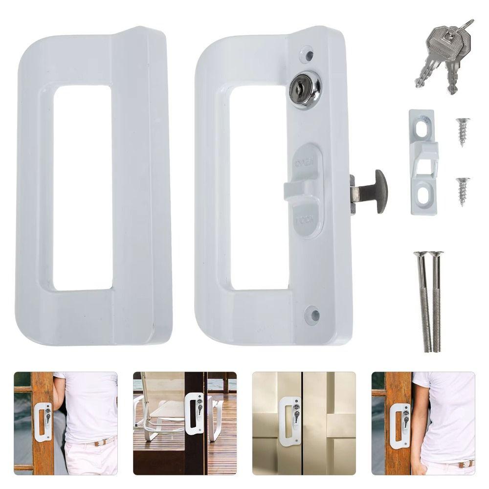 With Key Anti-theft Door Lock Set Aluminum Zinc Zinc Alloy Sliding Door Handle Replacement  Garage Sheds