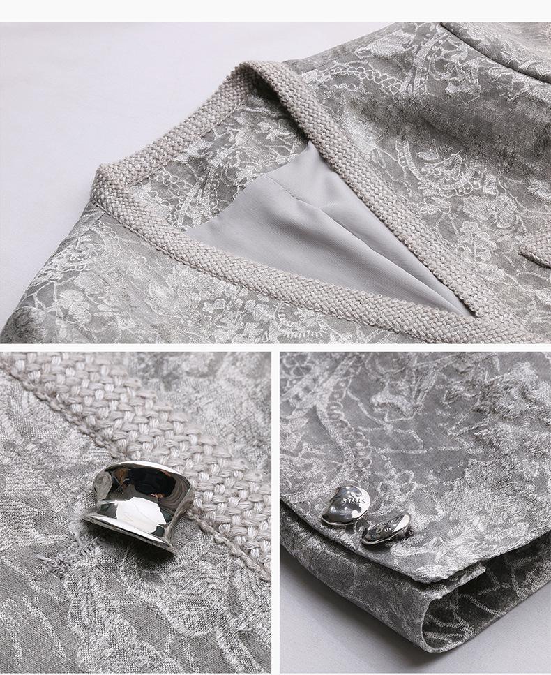 Dámská módní žakárová bunda s výstřihem do V na jaro 2025