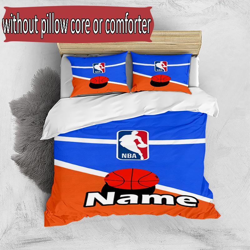 3pcs Duvet Cover Set (1*Duvet Cover + 2*Pillowcase, Without Core), Custom Name basketball Pattern Bedding Set, Home Bedroom Decor Gift