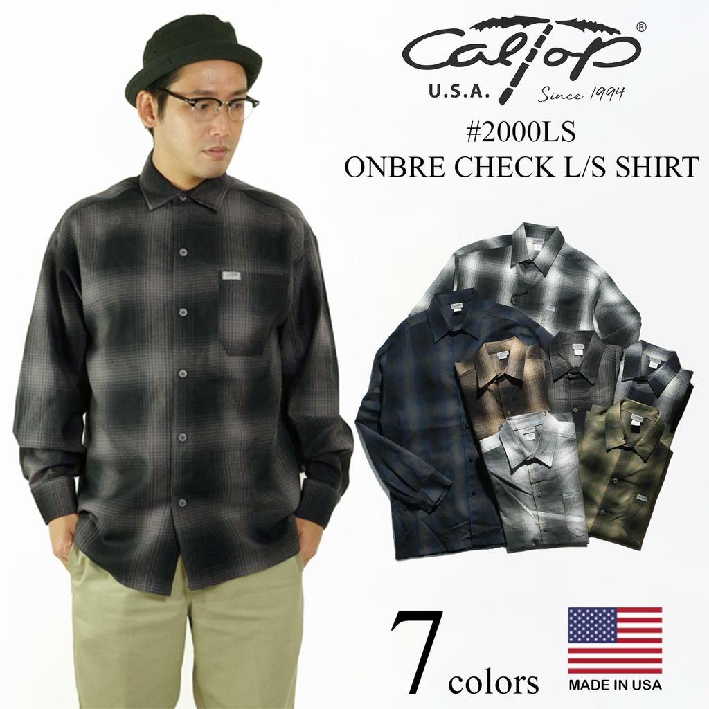 CalTop 2000LS Ombre Check Long Sleeve Flannel Made In the Size M Shirt, USA, Black/Charcoal,