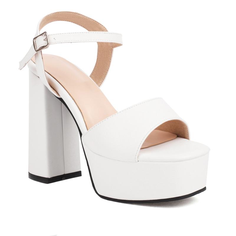 Platform Women's Sandals Summer Shoes Ankle Strap White Black Block High Heels Flip Flops Female Party Dance Shoes Large Size