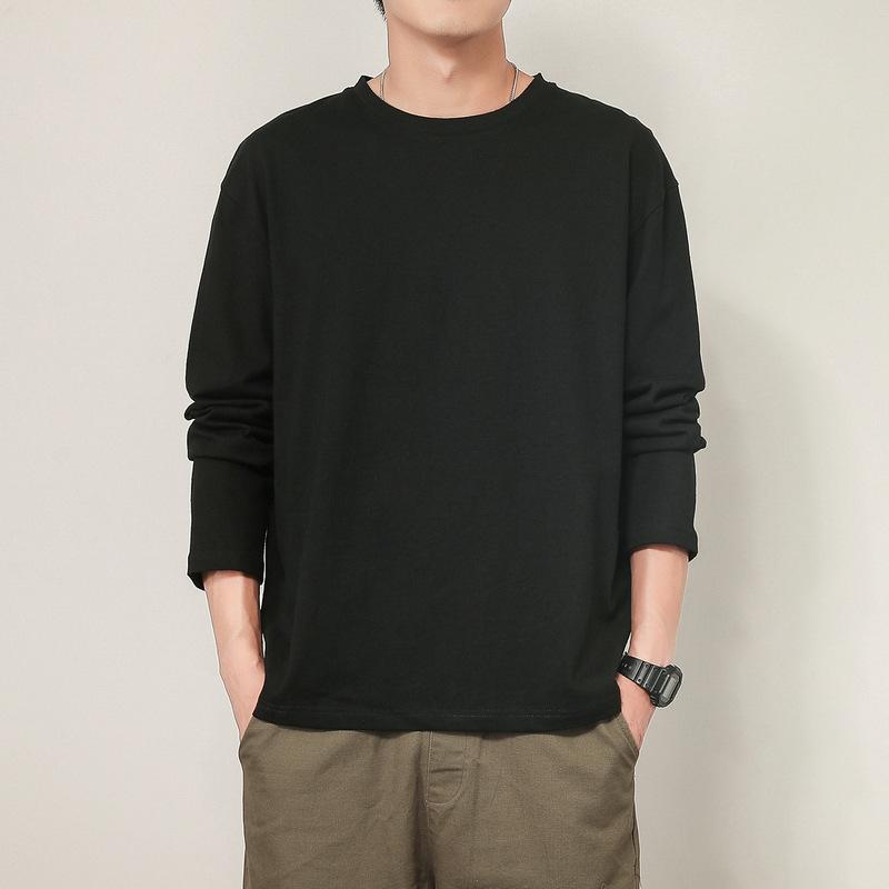 Men Spring and Autumn New Long Sleeve T-shirt Simple and Fashionable Versatile Round Neck Underlay Top
