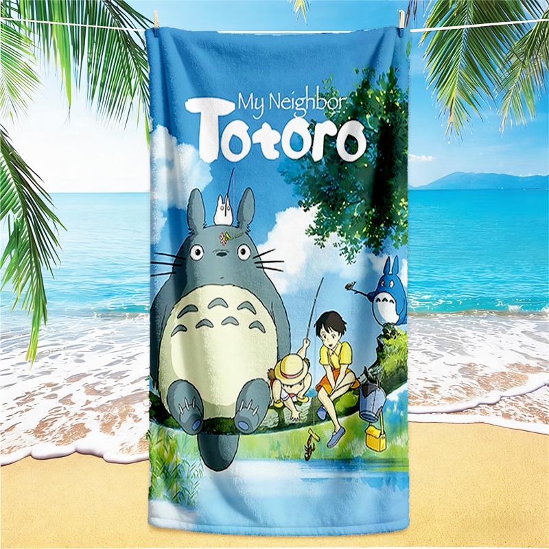 1pz Asciugamano da Spiaggia Avventura di Totoro Vicino, Asciugamano da Spiaggia Assorbente ad Asciugatura Rapida, Asciugamano da Spiaggia per Sport all'Aperto Nuoto, Morbido e Confortevole Y7186