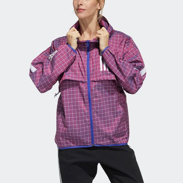 Adidas W.N.D. Sport Plaid Hooded Jacket Women Jackets Light-Crimson GM0686