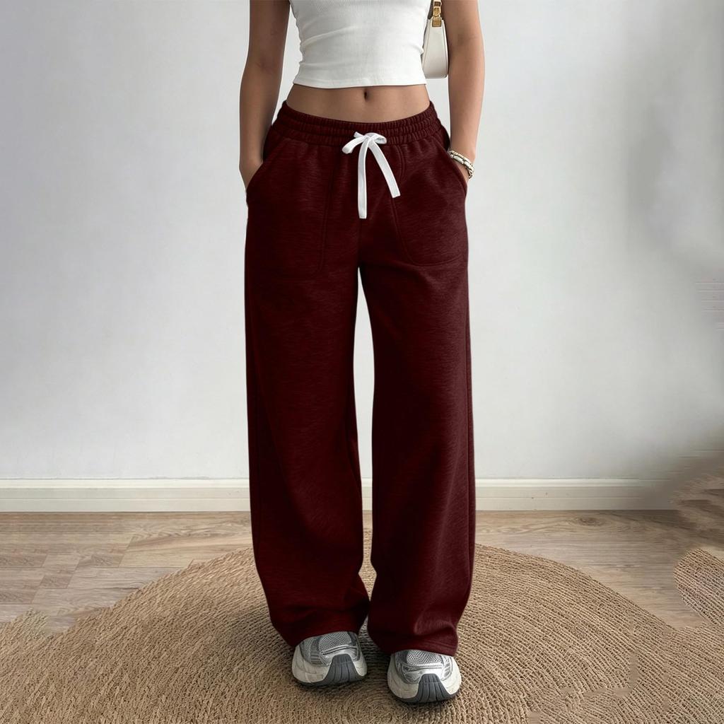 Pantaloni Larghi Colorati da Donna con Tasche Ampi Dritti Casual Palazzo