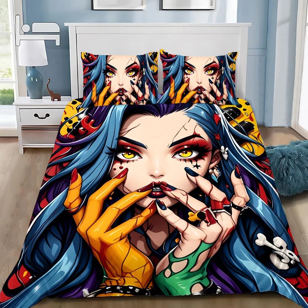 Exquisite 3D Arcane Jinx Wallpaper Game Wild Rift Print Bedding Set Duvet Cover Comforter Bed Youth Girls Boys Gift
