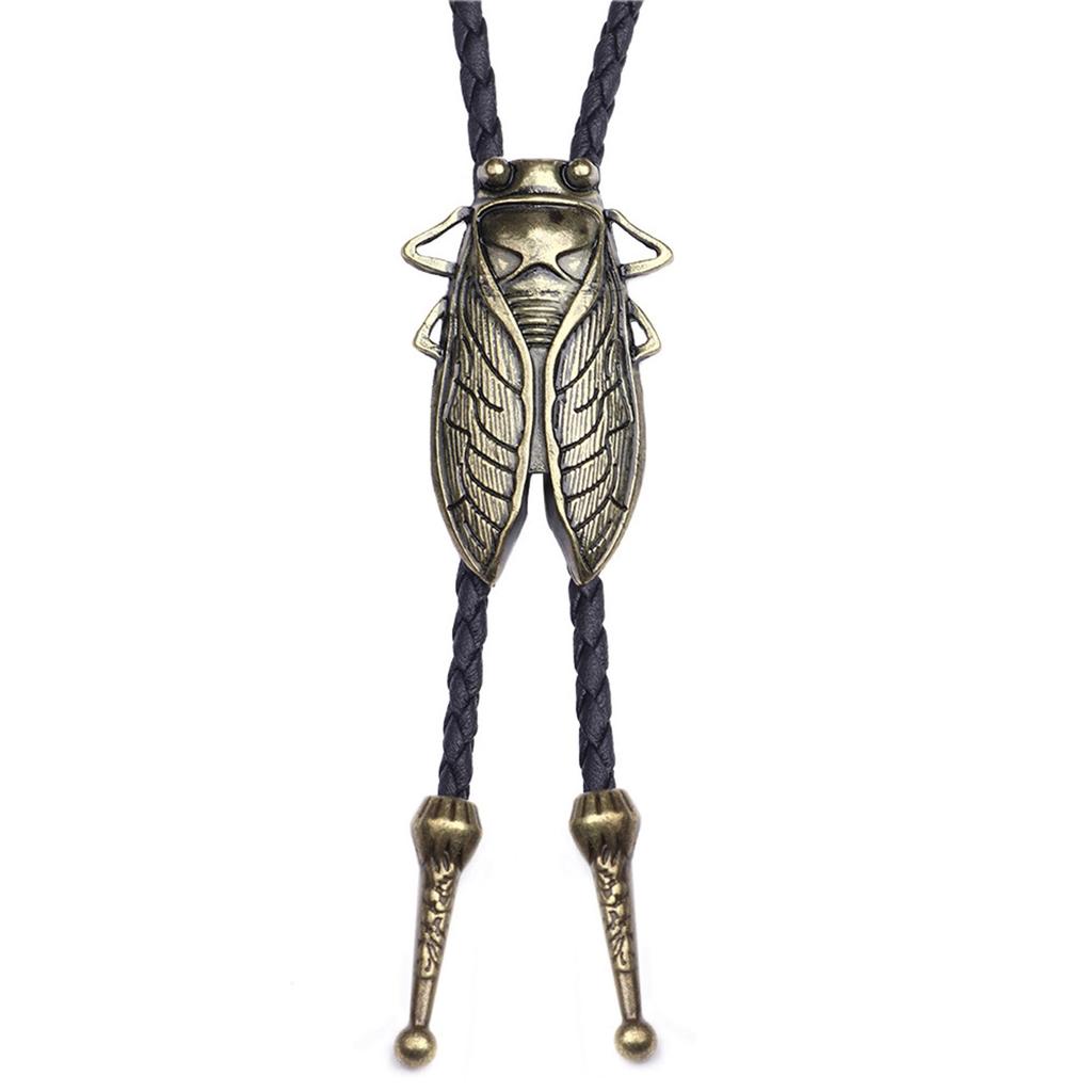 Bolo Tie for Men Western Cowboy Style Necktie with Carved Cicada Buckle Decorations Costume Accessories