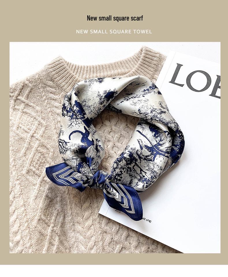 2022 Autumn/Winter Mulberry Silk Mori Style Print Square Scarf - Women's Warm Silk Neck Shawl