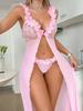 Sexy Pajamas For Women Split Lace Trim Sexy Transparent Backless Deep V Suspenders Sleeveless Dress Pure Desire Charming 0Fe5