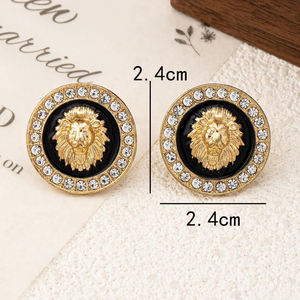 New lion head exaggerated point drill oil drop earrings wholesale trend earrings home
