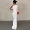 Women Elegant Robes Solid Color Party Club Sexy Backless Slip Draped Gown Maxi Dress