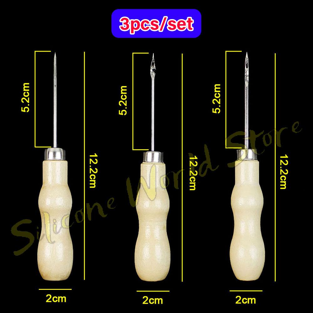 SW Handmade Crochet Leather Punch Tool Awl Cone Straight Head Elbow Center Hole DIY Sewing Parts Shoe Repair Candle Making Tools