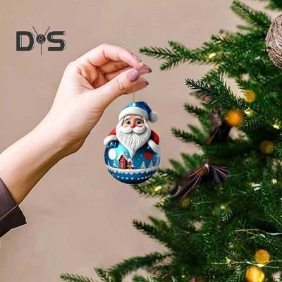 Roly-poly Weihnachtsmann-Anhänger, 2D-Acryl, hängendes Ornament, Weihnachtsbaum, Cartoon-Weihnachtsmann-Dekoration für Kaminsims, Auto, Rucksack