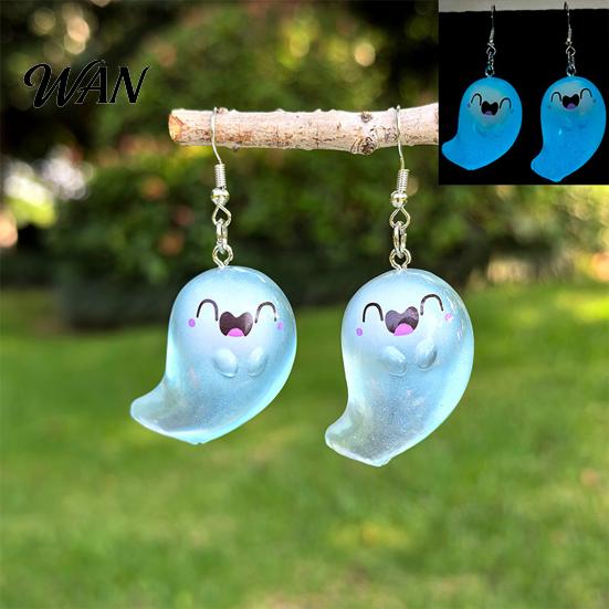 Women Dangle Earrings Ghost Glow-in-the-Dark Pendant for Decor, Fun Cute Earrings, Necklace Halloween Jewelry Statement