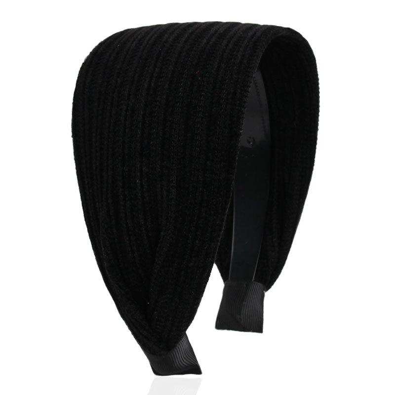 

Широкая повязка на голову Женский аксессуар для волос Деталь с перекручиванием Модная черная широкая вязаная повязка на голову Дополнительное покрытие для женщин Бархатные повязки для волос