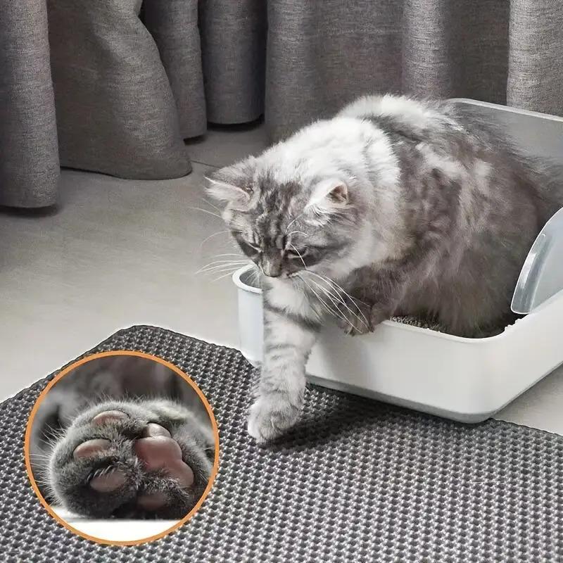 2-in-1 Layer Heavy-Duty EVA Cat Litter Mat Odor-Resistant Non-Slip Surface Durable Litter Mat Compatible with Litter Trays/Boxes