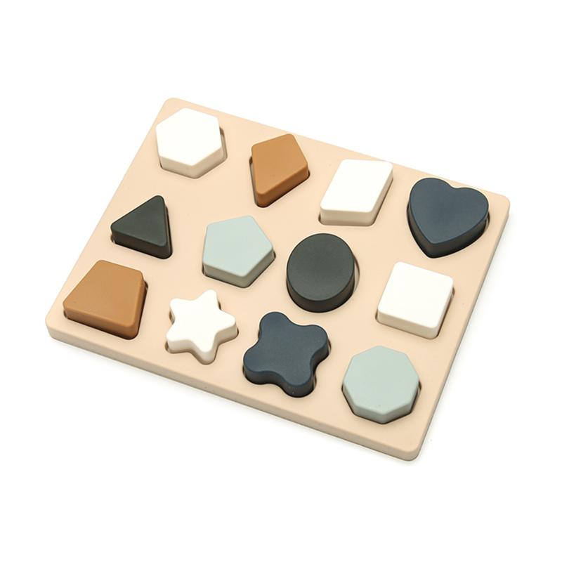 Montessori dřevěná 3D hračka puzzle Silikonové stohování dítě barevné dřevěné kostky kognitivní schopnosti učení pro dítě vzdělávací hračka