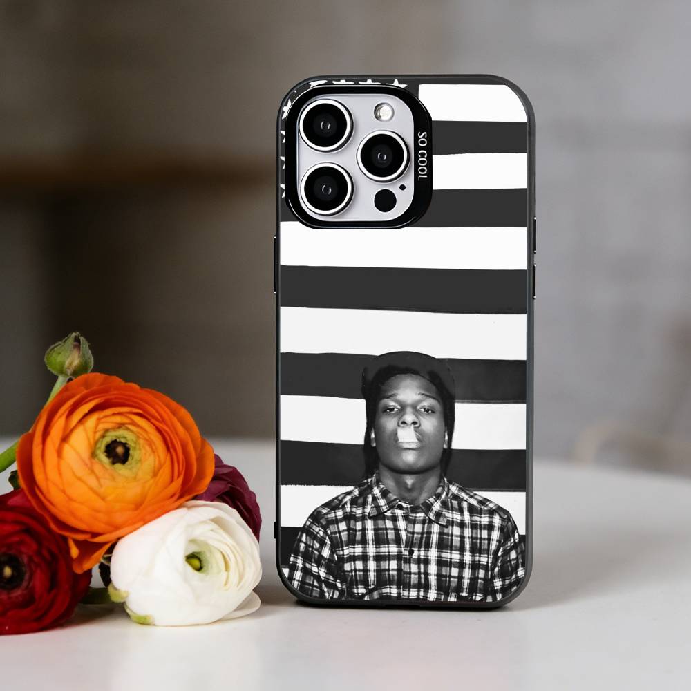 A-ASAP Rocky Rapper Handyhülle Für iPhone 17,16,15,14,13,12,11 Plus,Pro Max,XS,Bunte Silber Schwarze Hülle