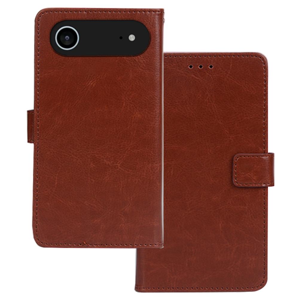 

IDEWEI For iPhone 17 Air Case Wallet Leather Phone Cover Crazy Horse Texture Brown