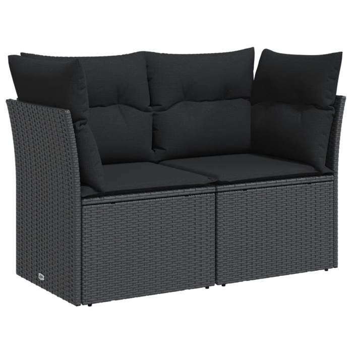 VidaXL Garden Sofa with Cushions 2-Seater, Seat with Backrest, Patio Furniture Backyard Terrace Outdoor, Black 365963