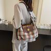 Autumn Woolen Plaid Large-capacity Bag Women's 2025 New Retro Tote Bag Versatile Casual Backpack